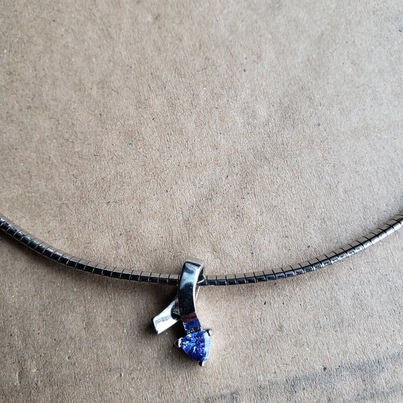 Diamond International Jewelry - HOST PICK. NIP. Tanzanite Trillion Cut .40 ctw Stone Pendant on Omega Necklace